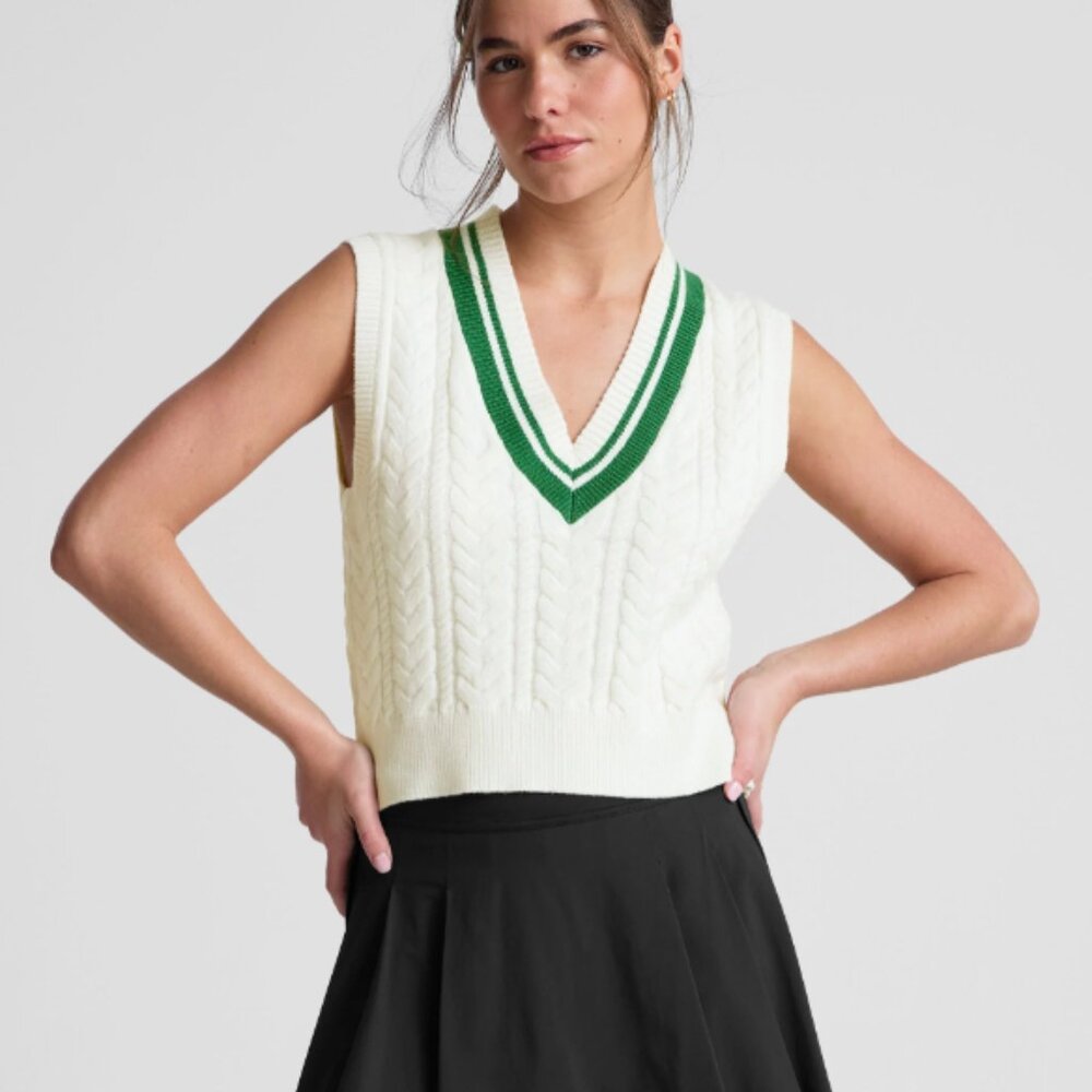 NWT Beyond Yoga Cable Knit Vest - Cream